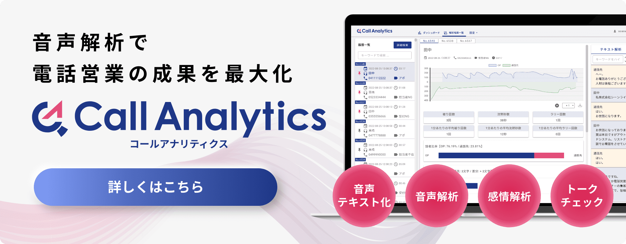 音声解析で電話営業の成果を最大化 Call Analytics