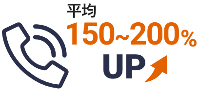 平均150~200%UP