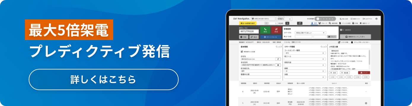 最大5倍架電プレディクティブ発信