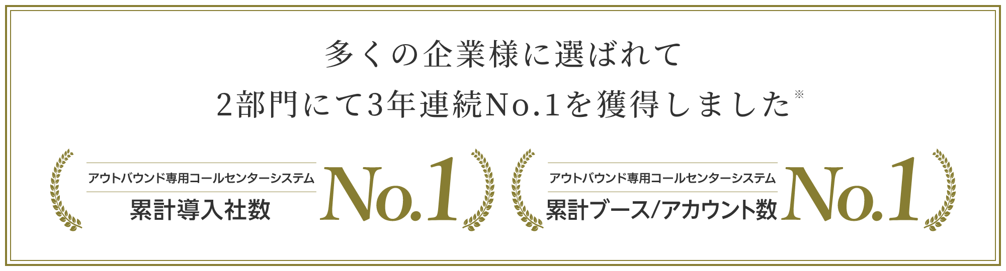 多くの企業様に選ばれて2部門にて3年連続No.1を獲得しました