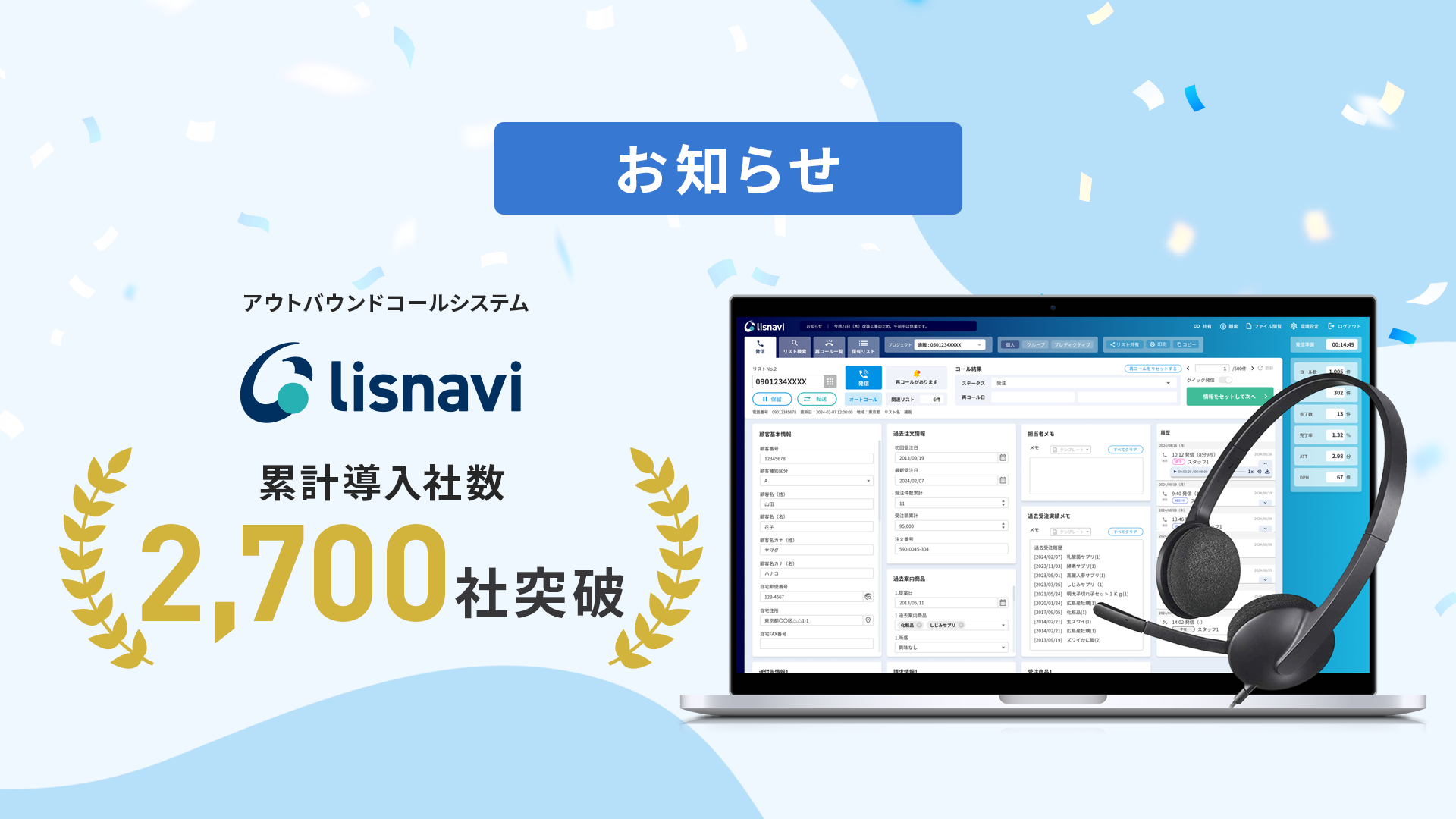 『lisnavi』が累計導入社数2,700社を突破